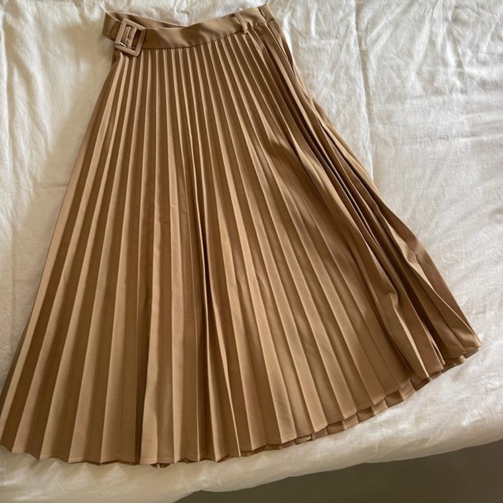 zara skirt pleated beige